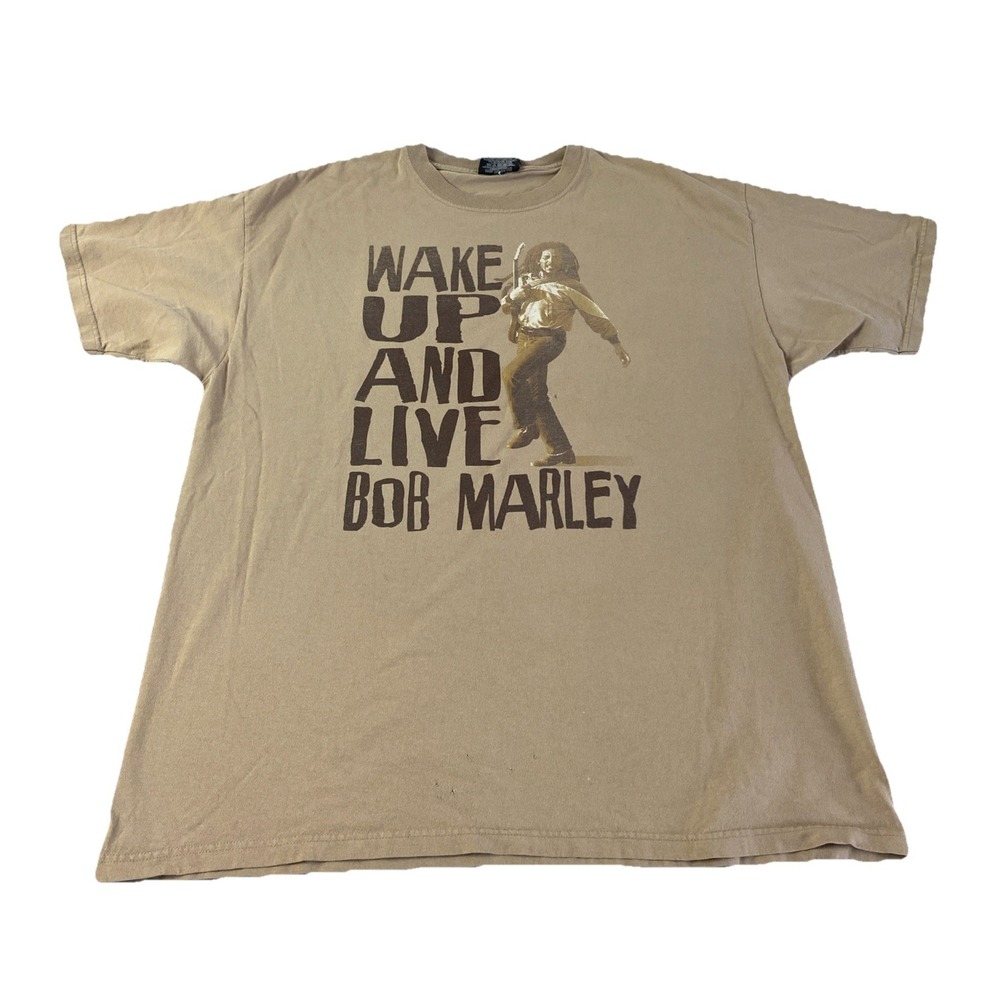 VTG 90s Y2K Bob Marley T Shirt Wake Up And Live XL Rasta Tee Double Sided Zion